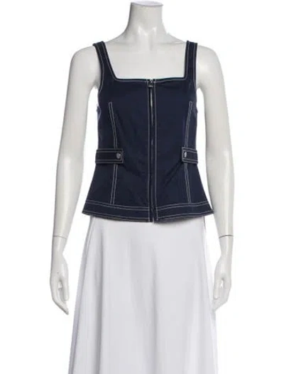 Pre-owned Simkhai Square Neckline Sleeveless Top In Blue