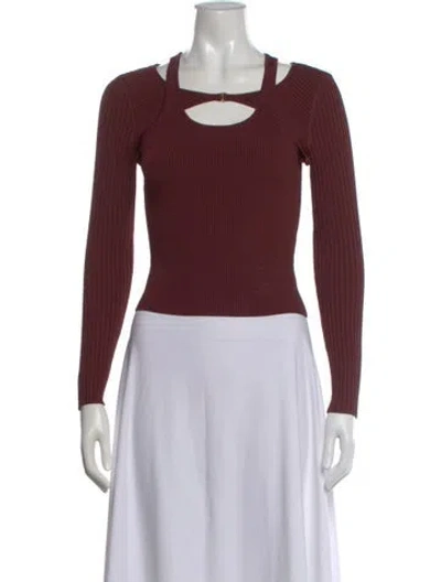 Pre-owned Simkhai Square Neckline Sweater In Burgundy