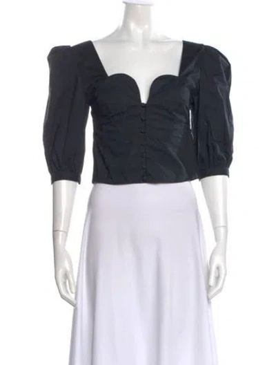Pre-owned Simkhai Square Neckline Three-quarter Sleeve Blouse W/ Tags In Black