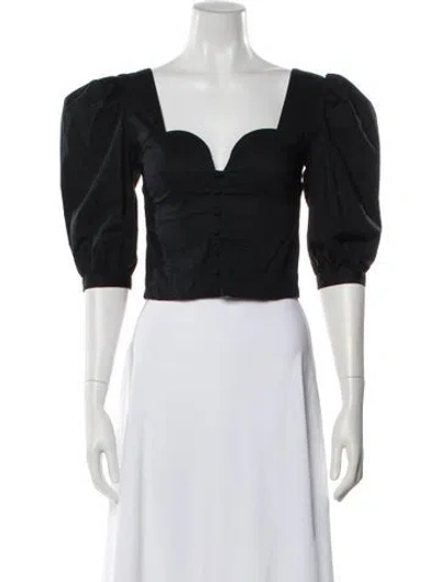 Pre-owned Simkhai Square Neckline Three-quarter Sleeve Top In Black