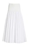 SIMKHAI STELLA KNIT-TRIMMED COTTON-POPLIN MAXI SKIRT