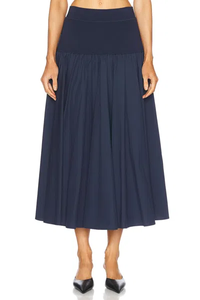 Simkhai Stella Maxi Skirt With Knit Yoke In Midnight