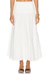 Simkhai Stella Knit-trimmed Cotton-poplin Maxi Skirt In White