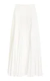 Simkhai Stella Pleated Knit-poplin Combo Midi Skirt In White