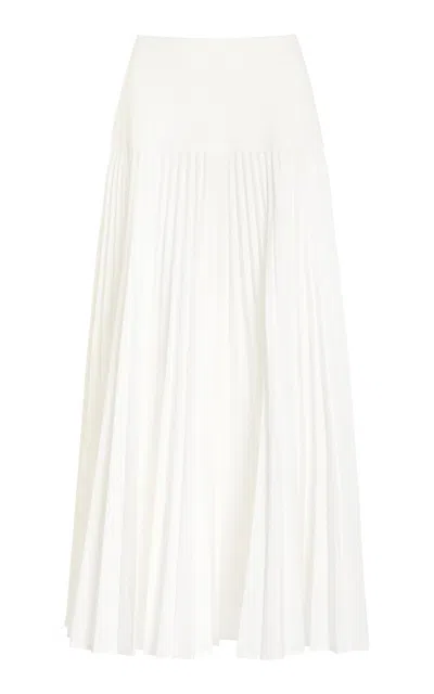 Simkhai Stella Pleated Knit-poplin Combo Midi Skirt In White