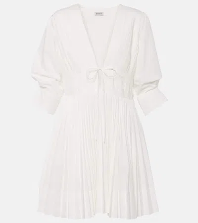 Simkhai Steph Pleated Cotton-blend Minidress In White