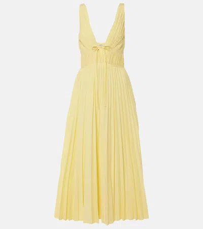 SIMKHAI STEPHANIE PLISSÉ COTTON-BLEND MAXI DRESS