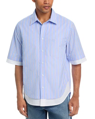 Simkhai Steven Double Layer Stripe Shirt In Blue