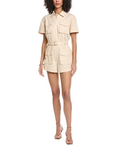 Simkhai Stevie Linen-blend Romper In Neutral