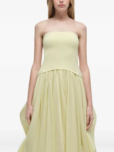 Simkhai Strapless Balloon-skirt Midi Day Dress In Neutral