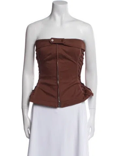Pre-owned Simkhai Strapless Crop Top In Brown