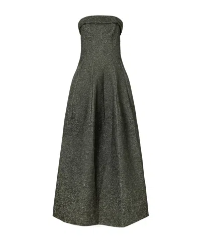 Simkhai Octavia Strapless Jacquard Gown In Green
