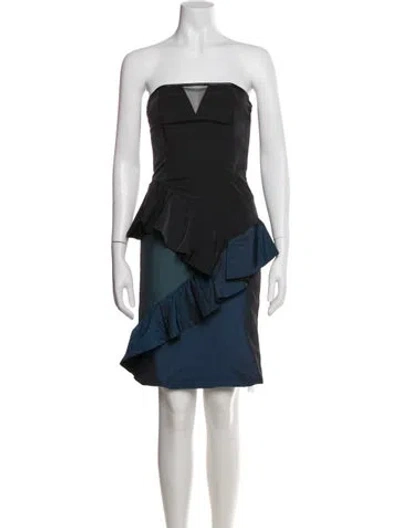 Pre-owned Simkhai Strapless Knee-length Dress In Black