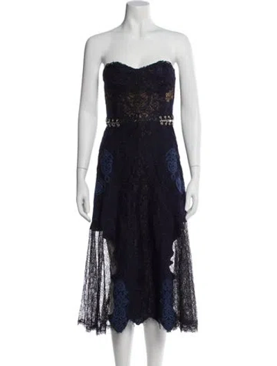 Pre-owned Simkhai Strapless Knee-length Dress In Blue