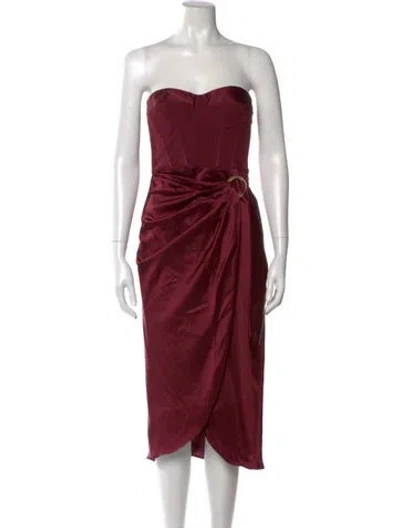 Pre-owned Simkhai Strapless Knee-length Dress In Burgundy
