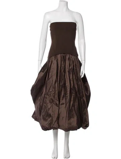 Pre-owned Simkhai Strapless Midi Length Dress In Brown