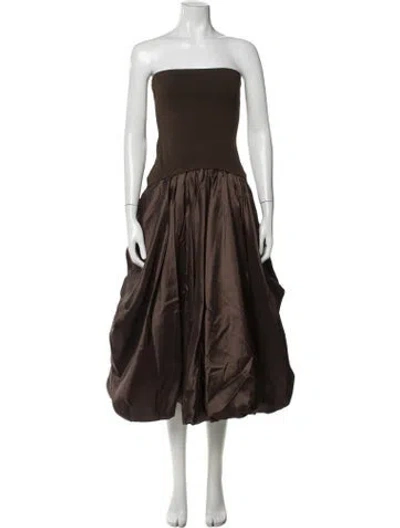 Pre-owned Simkhai Strapless Midi Length Dress In Brown