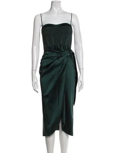 Pre-owned Simkhai Strapless Midi Length Dress In Green