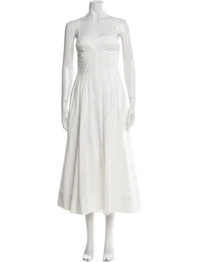 Pre-owned Simkhai Strapless Midi Length Dress In White