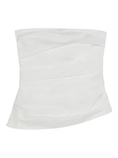 Simkhai Strapless Pleated Bustier Top In White
