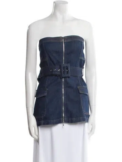 Pre-owned Simkhai Strapless Top W/ Tags In Blue