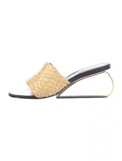 Pre-owned Simkhai Straw Slides In Neutrals