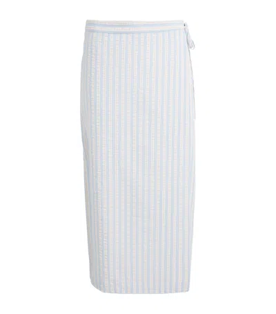 Simkhai Stripe Monty Midi Wrap Skirt In Blue
