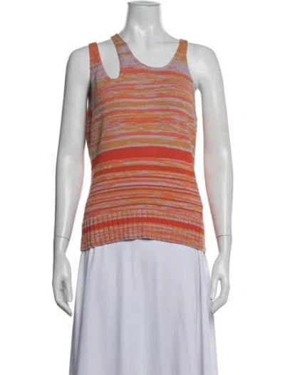 Pre-owned Simkhai Striped Asymmetrical Top In Orange