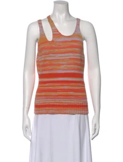 Pre-owned Simkhai Striped Asymmetrical Top W/ Tags In Orange