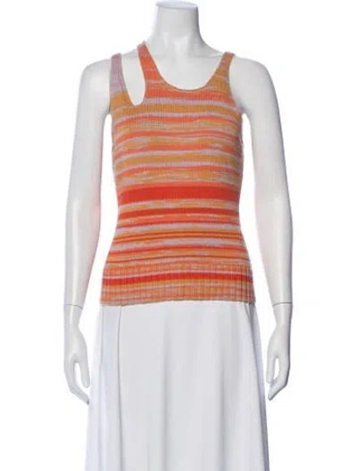 Pre-owned Simkhai Striped Asymmetrical Top W/ Tags In Orange