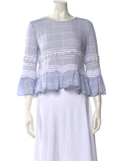 Pre-owned Simkhai Striped Bateau Neckline Crop Top In Blue