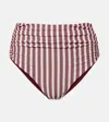 Simkhai Striped Bikini Bottoms In Burgundy