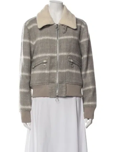 Pre-owned Simkhai Striped Bomber Jacket In Neutrals