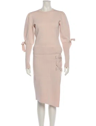 Pre-owned Simkhai Striped Bow Accents Skirt Set In Pink