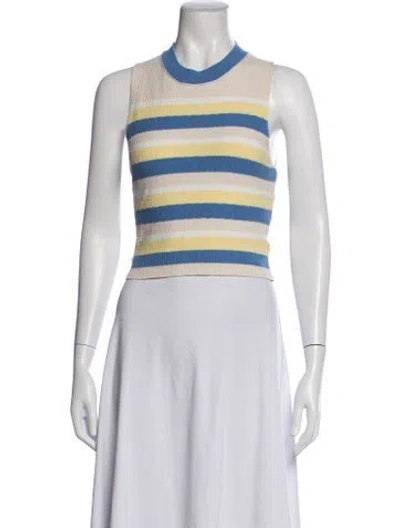 Pre-owned Simkhai Striped Crew Neck Crop Top In Multicolor