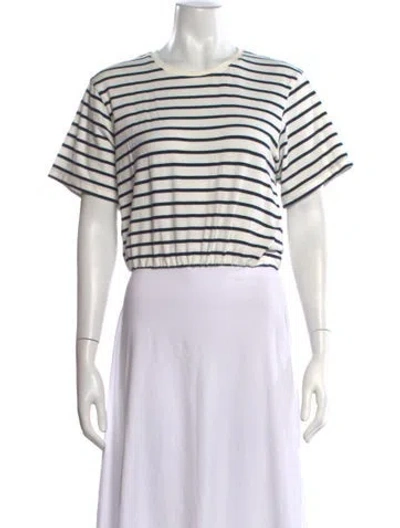 Pre-owned Simkhai Striped Crew Neck Crop Top In Neutrals