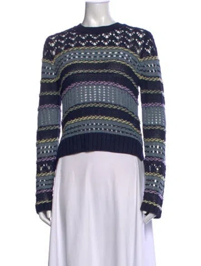 Pre-owned Simkhai Striped Crew Neck Sweater In Blue