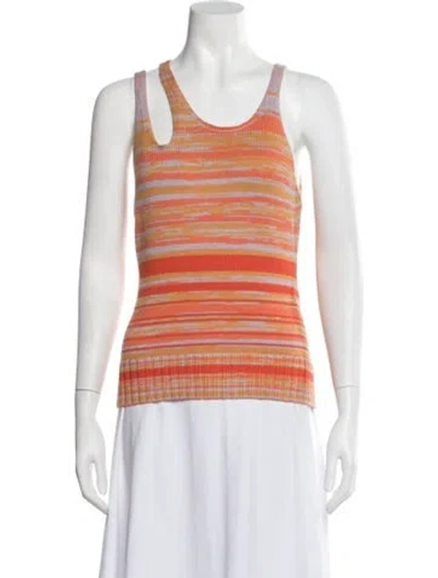 Pre-owned Simkhai Striped Crew Neck Sweater In Orange