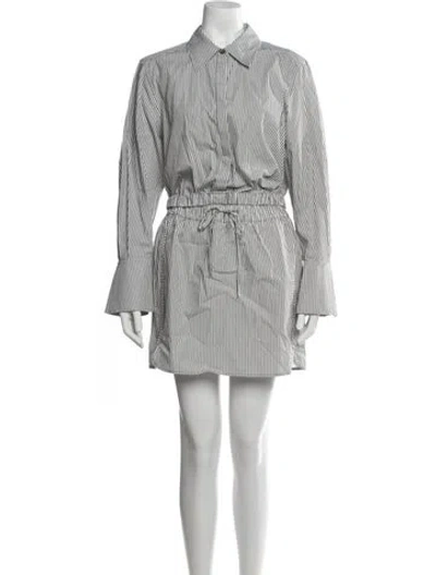 Pre-owned Simkhai Striped Embroidered Accent Skirt Set In Green