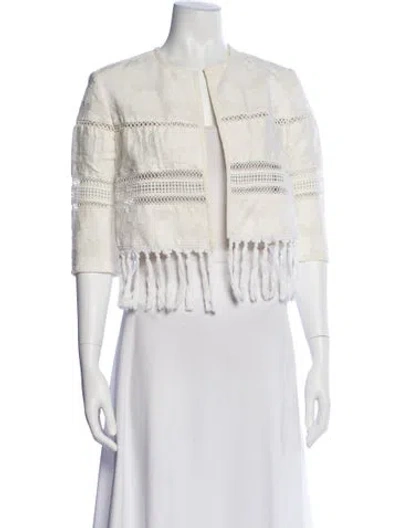 Pre-owned Simkhai Striped Evening Jacket In White