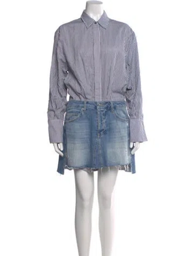 Pre-owned Simkhai Striped Knee-length Dress In Blue
