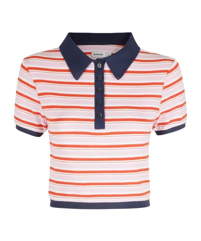 Simkhai Striped Knitted Polo Top In Multi