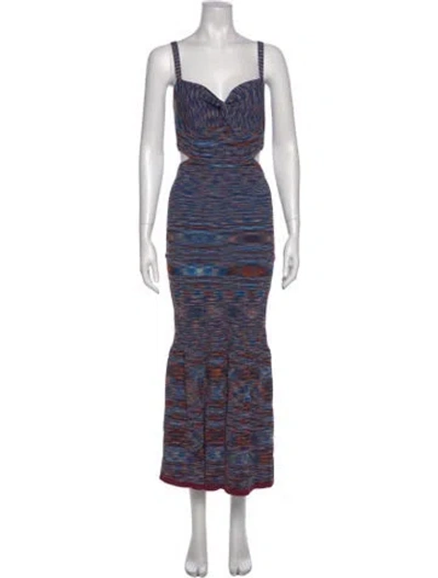 Pre-owned Simkhai Striped Long Dress In Blue