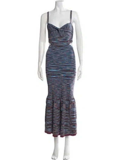 Pre-owned Simkhai Striped Long Dress In Blue