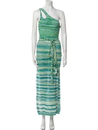 Pre-owned Simkhai Striped Long Dress In Green
