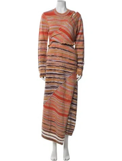 Pre-owned Simkhai Striped Long Dress In Neutral