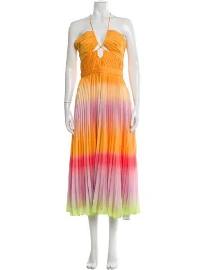 Pre-owned Simkhai Striped Long Dress In Orange