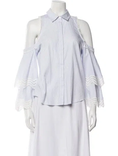 Pre-owned Simkhai Striped Long Sleeve Blouse In Blue