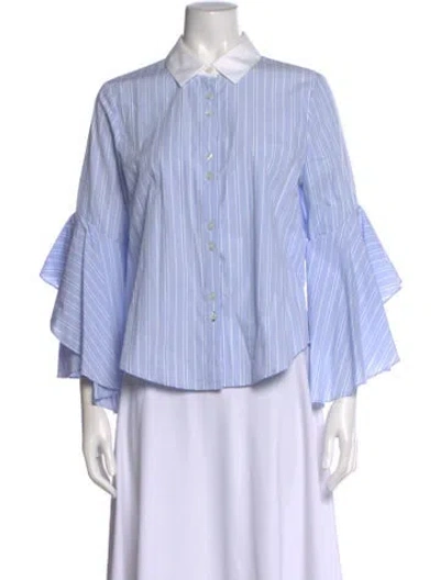 Pre-owned Simkhai Striped Long Sleeve Blouse In Blue