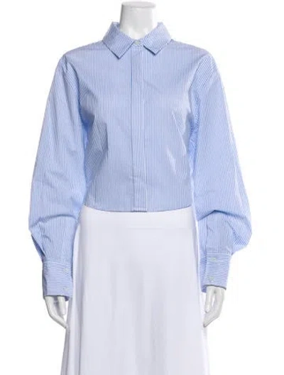 Pre-owned Simkhai Striped Long Sleeve Button-up Top In Blue